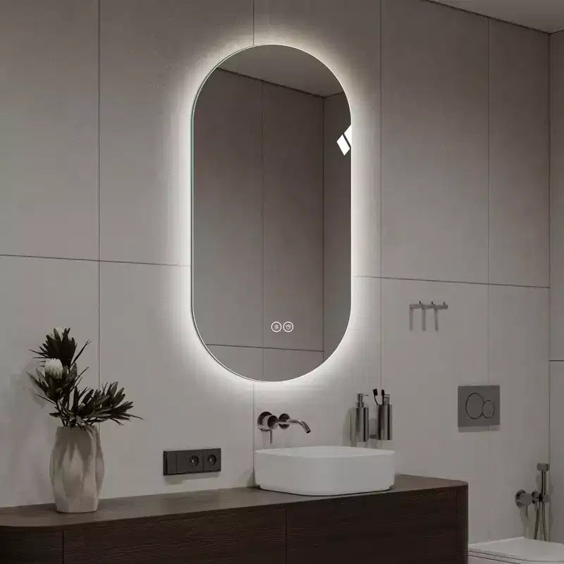 GDFStudio Sable 48 espejo de baño moderno ovalado LED antivaho con modos de luz ajustables