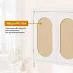 Aparador con puertas de ratán de 30.1 pulgadas, diseño de 2 puertas, aparador de madera natural para comedor y cocina