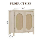 Aparador con puertas de ratán de 30.1 pulgadas, diseño de 2 puertas, aparador de madera natural para comedor y cocina