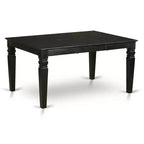 Mesa de comedor rectangular de madera maciza con acabado negro de 5 piezas con 4 sillas Parson con extensión de mariposa