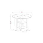 Mesa de comedor redonda de 3 piezas con tablero de madera maciza con acabado blanco lino y alas abatibles