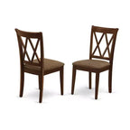 Mesa de comedor de 5 piezas con tapa de madera maciza con acabado de caoba y 4 sillas con respaldo de celosía abatible