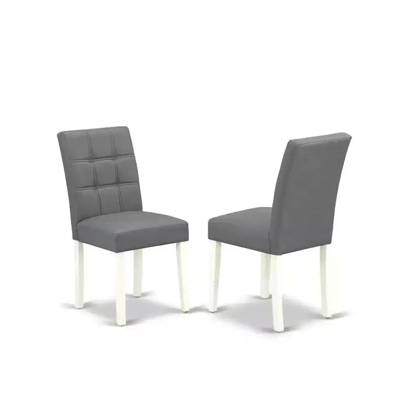 Juego de comedor de 3 piezas HomeStock, acabado lino blanco, mesa redonda con tapa de madera maciza - Asientos para 2