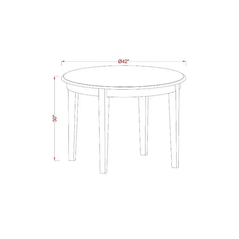 Juego de comedor de 3 piezas HomeStock, acabado lino blanco, mesa redonda con tapa de madera maciza - Asientos para 2