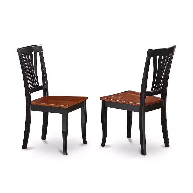 Juego de comedor de 3 piezas con parte superior de madera maciza con acabado negro - Asientos para 4