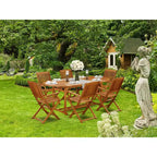 Mesa de comedor HomeStock de 7 piezas con parte superior de madera maciza y acabado de roble natural con 6 sillas