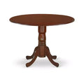 Dining Set for 4 with Dropleaf Table and Chairs, Small Round Pedestal Table with Ladder Back Chairs, Mahogany Finish