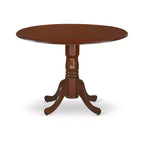 Dining Set for 4 with Dropleaf Table and Chairs, Small Round Pedestal Table with Ladder Back Chairs, Mahogany Finish