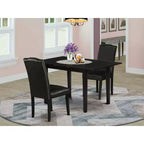 Juego de comedor HomeStock de 3 piezas, parte superior de madera maciza rectangular con acabado negro y hoja extensible de mariposa