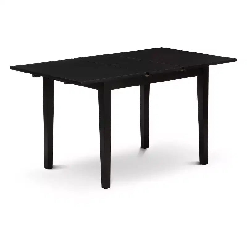 Juego de comedor HomeStock de 3 piezas, parte superior de madera maciza rectangular con acabado negro y hoja extensible de mariposa