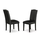 Juego de comedor HomeStock de 3 piezas, parte superior de madera maciza rectangular con acabado negro y hoja extensible de mariposa