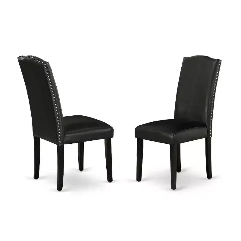 Juego de comedor HomeStock de 3 piezas, parte superior de madera maciza rectangular con acabado negro y hoja extensible de mariposa