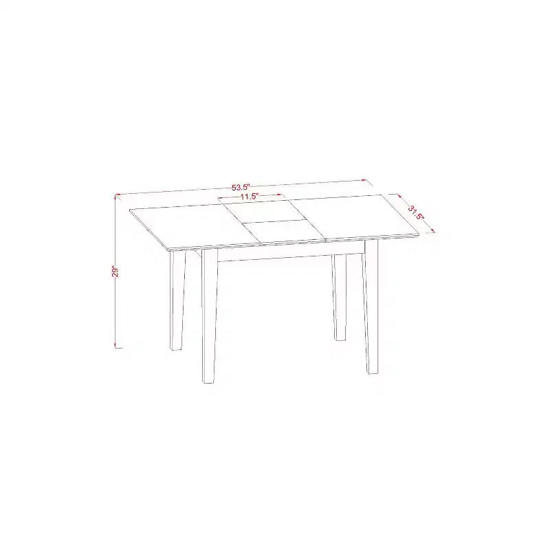 Juego de comedor HomeStock de 3 piezas, parte superior de madera maciza rectangular con acabado negro y hoja extensible de mariposa