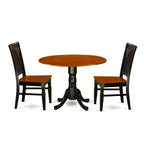 3-Piece Black and Cherry Finish Solid Wood Top - Dining Room Set - Seats 4
