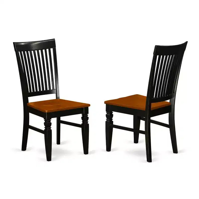 Juego de comedor de 3 piezas, parte superior de madera maciza con acabado negro y cerezo - Asientos para 4 personas