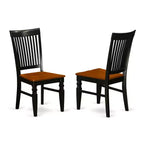 Juego de comedor de 3 piezas, parte superior de madera maciza con acabado negro y cerezo - Asientos para 4 personas