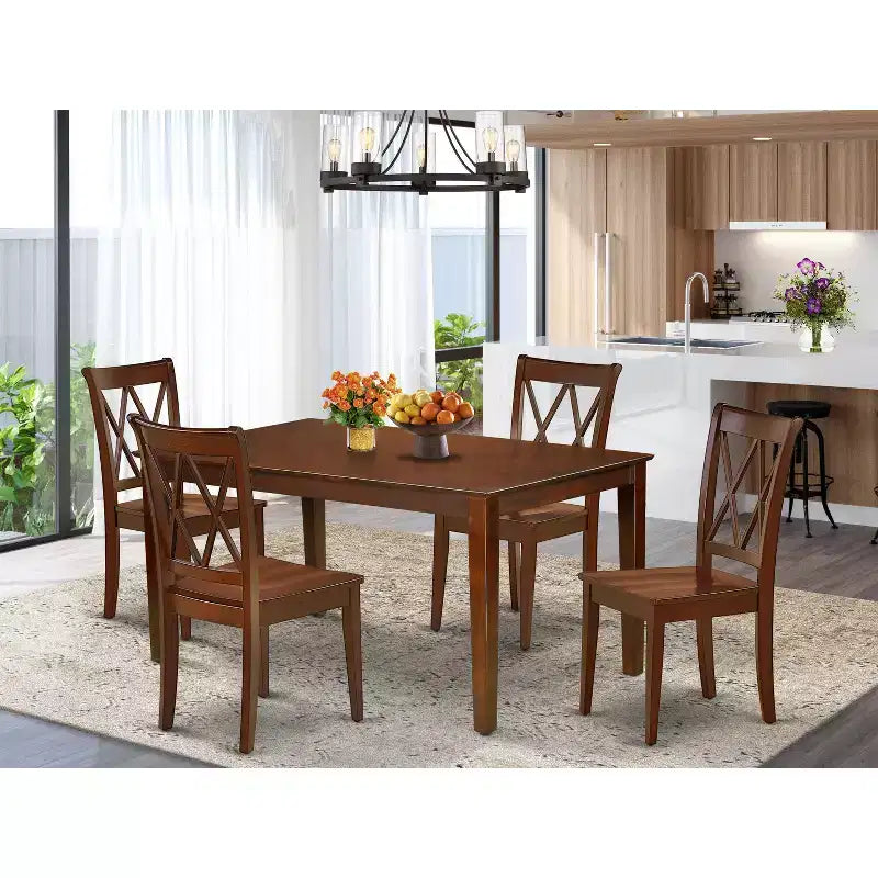 Juego de comedor rectangular - Juego de mesa y sillas de 5 piezas - Mesa de cocina rústica estilo granja