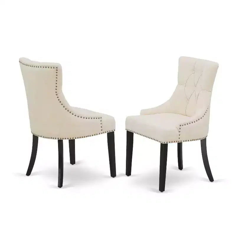 Juego de comedor HomeStock de 5 piezas con mesa rectangular de madera maciza con acabado de roble natural y 4 sillas Parson