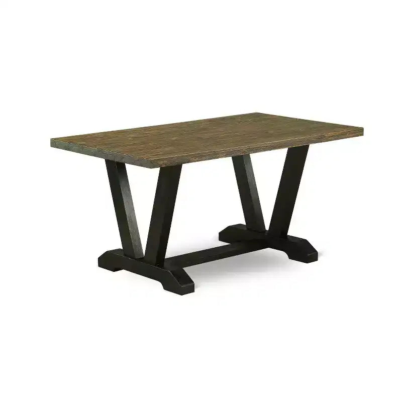 HomeStock Juego de comedor de 5 piezas con tapa de madera maciza y acabado jacobino envejecido con 4 sillas