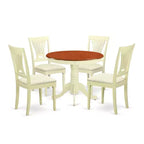 5-Piece Round Buttermilk and Cherry Finish Solid Wood Top Dining table with 4 Chairs with