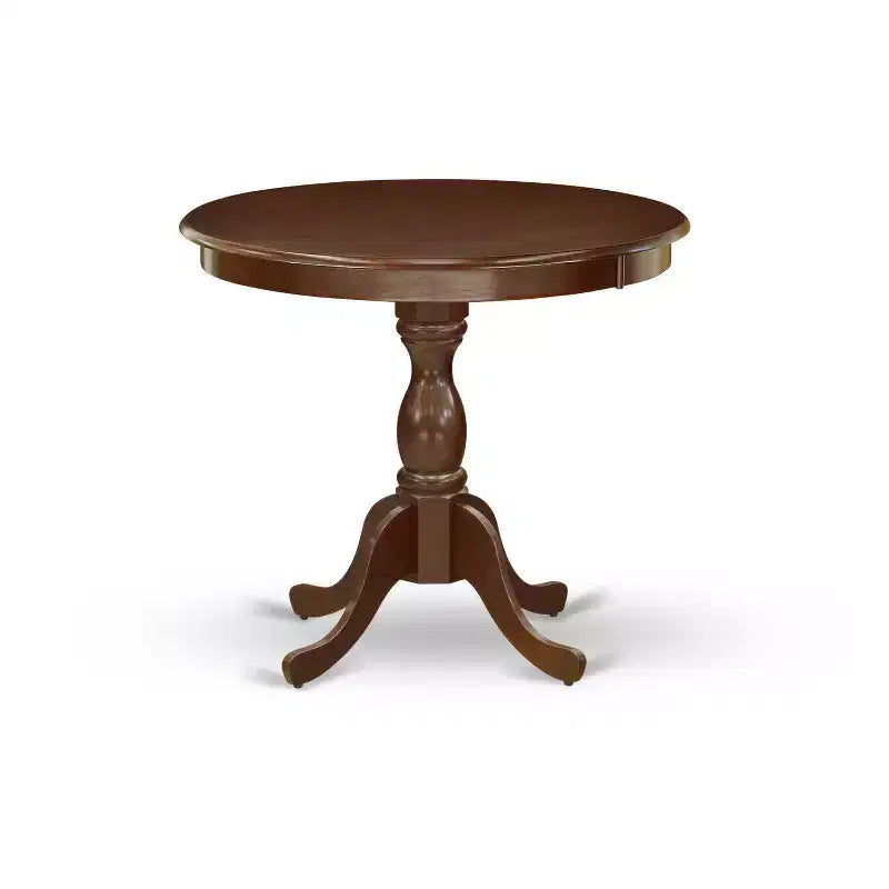 Juego de comedor de 5 piezas con tapa de madera maciza con acabado de caoba y 4 sillas con respaldo de listones