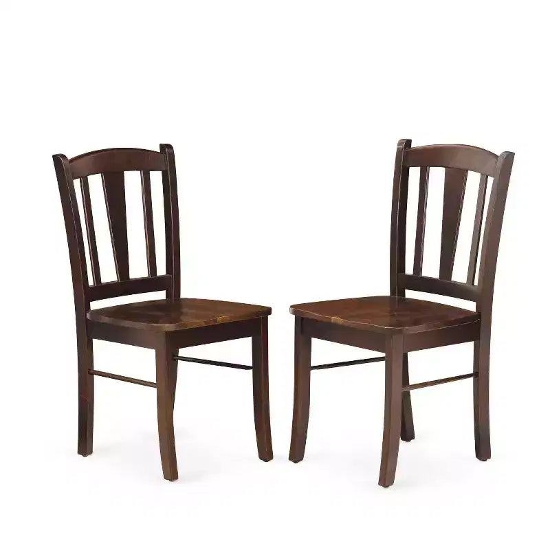 Juego de comedor de 5 piezas con tapa de madera maciza con acabado de caoba y 4 sillas con respaldo de listones