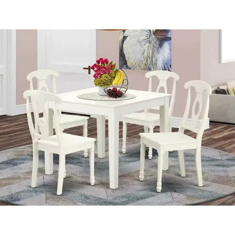 Juego de comedor costero de 5 piezas con mesa y sillas cuadradas - 36 pulgadas - Estilo artesanal