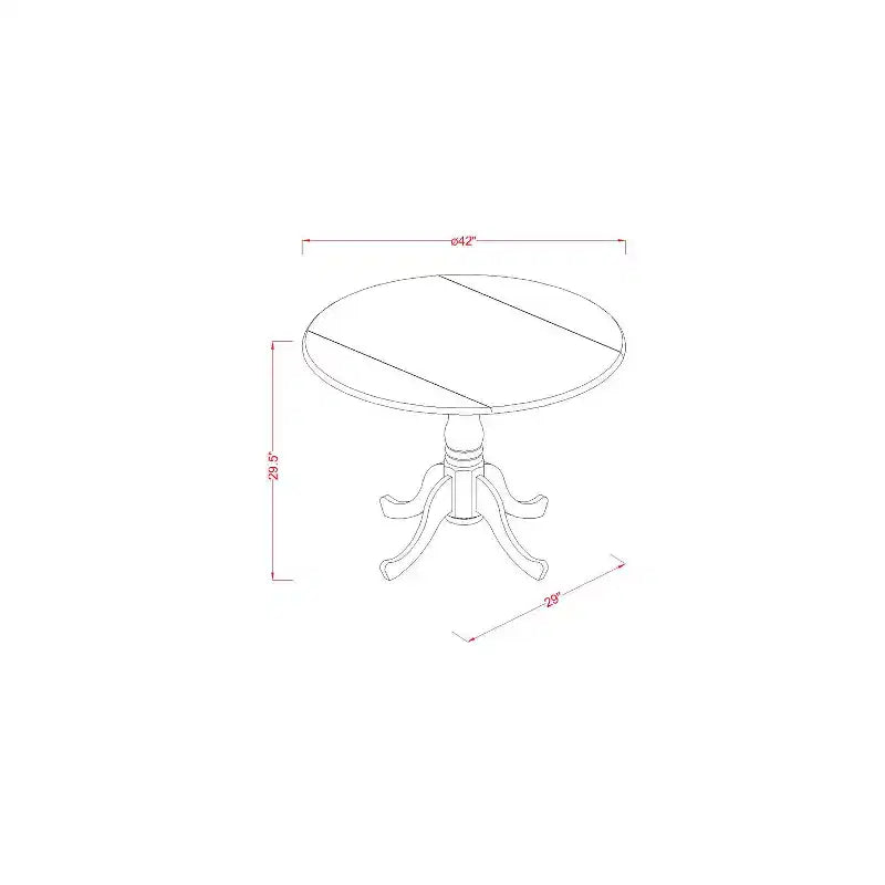 Mesa de Comedor Redonda - Mesa y Sillas de Cocina de 3 Piezas, 42 Pulgadas, Acabado Cerezo Negro