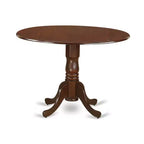 3-Piece Mahogany Finish Solid Wood Top-Round Upholstered Dining Room Set -Seats 4