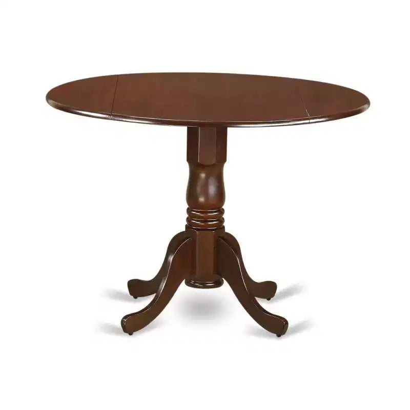 3-Piece Mahogany Finish Solid Wood Top-Round Upholstered Dining Room Set -Seats 4