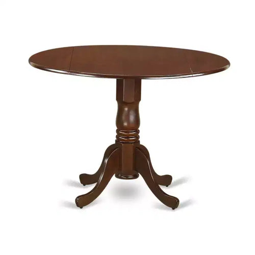 3-Piece Mahogany Finish Solid Wood Top-Round Upholstered Dining Room Set -Seats 4