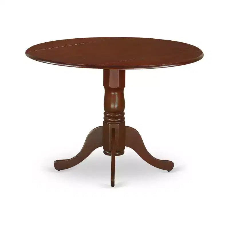 Juego de comedor de 3 piezas de madera maciza con tapa redonda y tapizado en acabado de caoba - Asientos para 4