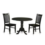 HomeStock 3-Pc Black Finish Solid Wood Top - Dining Room Set - Seats 4