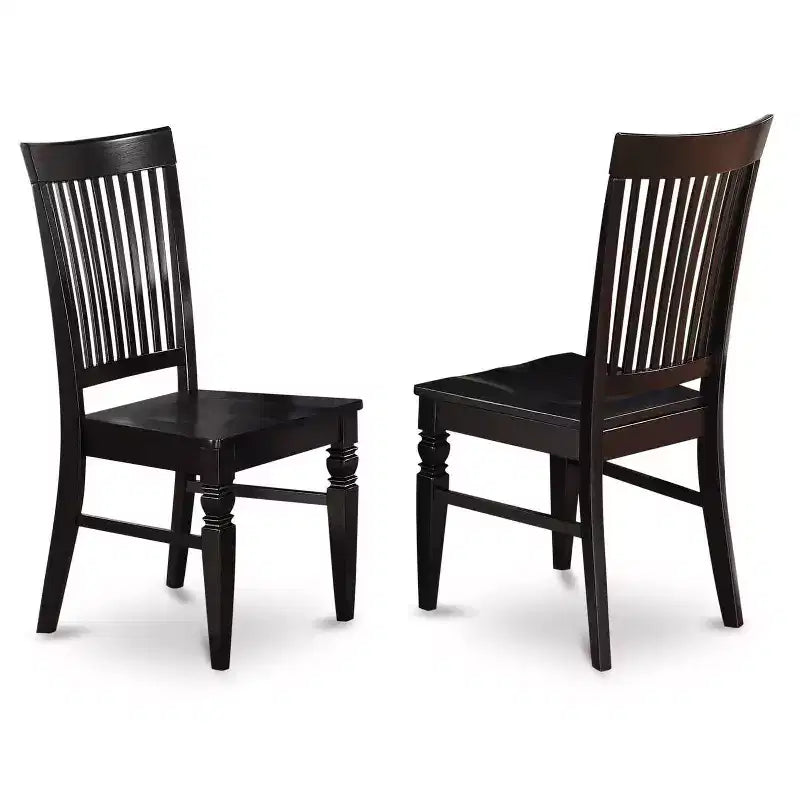 HomeStock Juego de comedor de 3 piezas, parte superior de madera maciza con acabado negro, para 4 personas