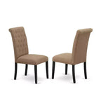 Juego de comedor redondo de 3 piezas con parte superior de madera maciza con acabado negro - Asientos para 4