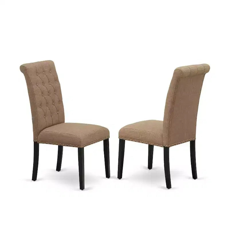 Juego de comedor redondo de 3 piezas con parte superior de madera maciza con acabado negro - Asientos para 4