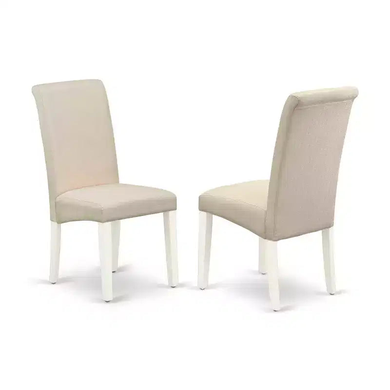 Mesa de comedor de 3 piezas con parte superior de madera maciza en acabado blanco lino y hojas abatibles