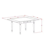 Mesa de comedor de 3 piezas con parte superior de madera maciza en acabado blanco lino y hojas abatibles