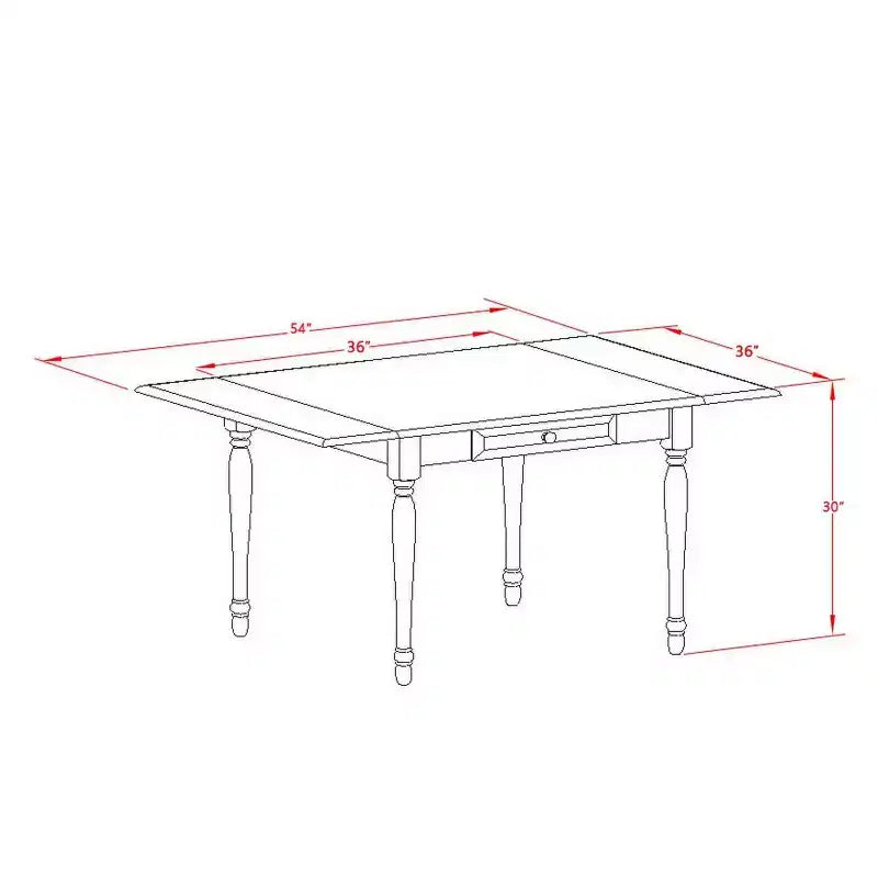 Mesa de comedor de 3 piezas con parte superior de madera maciza en acabado blanco lino y hojas abatibles