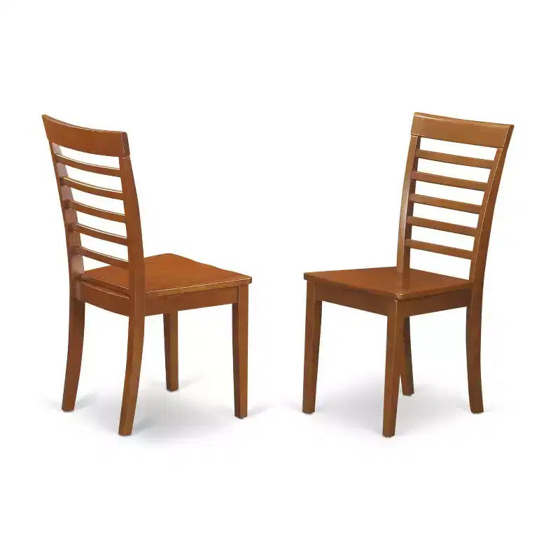 Mesa de comedor de 5 piezas con tapa de madera maciza de acabado marrón Saddle, con 4 sillas