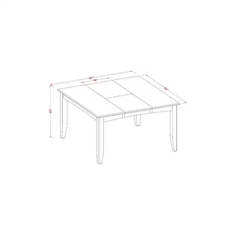 Mesa de comedor de 5 piezas con tapa de madera maciza de acabado marrón Saddle, con 4 sillas
