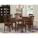 Juego de comedor clásico de 7 piezas - Mesa rectangular de madera y 6 sillas - Juego de comedor para cocina