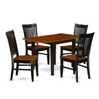5-Piece Black and Cherry Finish Solid Wood Top - Dining Room Set - Seats 4