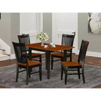 Juego de comedor de 5 piezas con tapa de madera maciza en acabado negro y cerezo - Capacidad para 4 personas