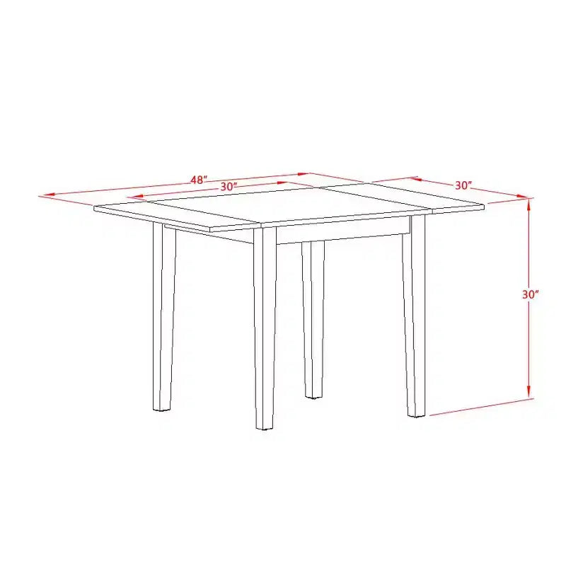 Juego de comedor de 5 piezas con tapa de madera maciza en acabado negro y cerezo - Capacidad para 4 personas