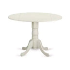 Juego de comedor redondo con mesa abatible y 2 sillas de comedor de lino - Acabado blanco
