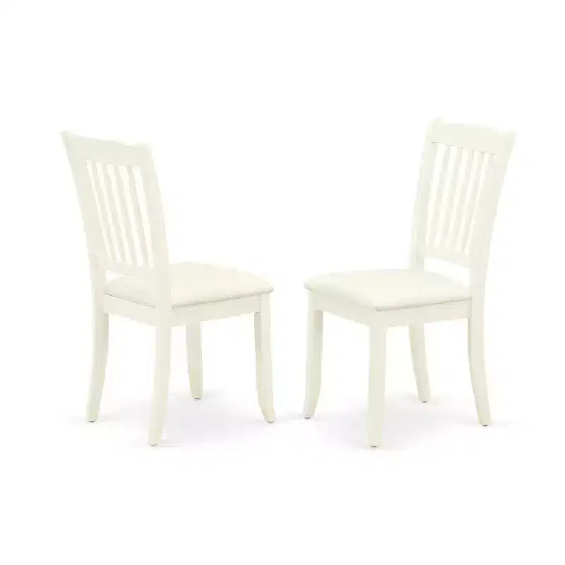 Juego de comedor redondo con mesa abatible y 2 sillas de comedor de lino - Acabado blanco