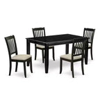HomeStock 5-Pc Black Finish Solid Wood Top - Rectangular Dining Room Set - Seats 4