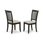 HomeStock Juego de Comedor de 5 Piezas con Cubierta de Madera Maciza y Acabado Negro - Rectangular - Para 4 Personas