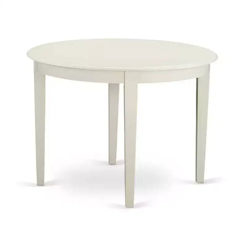 Juego de comedor moderno de 5 piezas - Mesa de cocina redonda y 4 sillas de tela - 42 pulgadas - Blanco lino